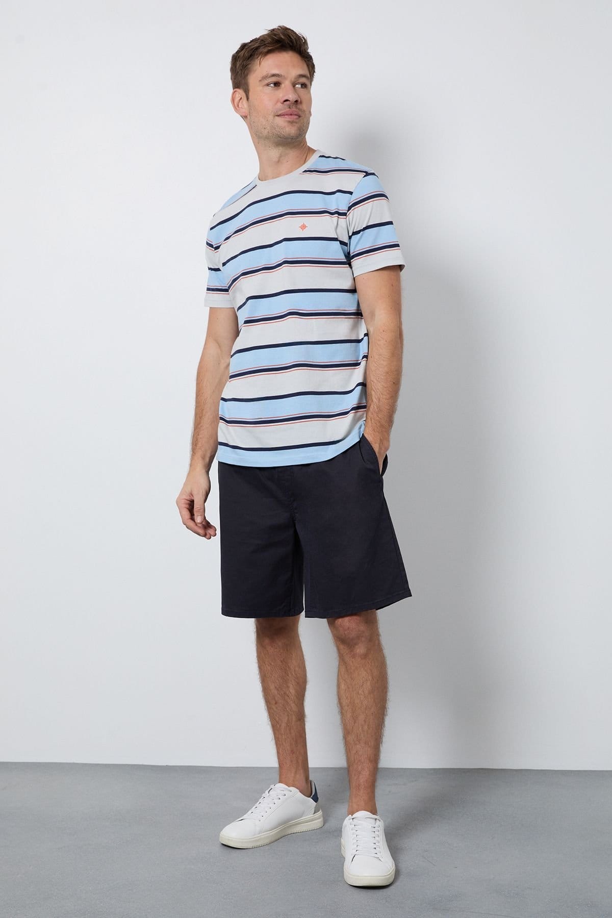 Maine Maine Men's Light Blue Multi Stripe T-shirt - 4