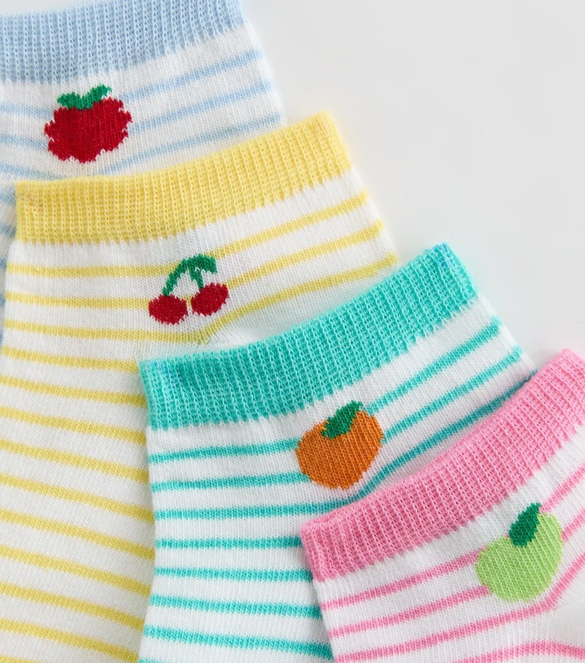 New Look Pack of 4 Multicolour Striped Fruit Detail Trainer Socks New Look