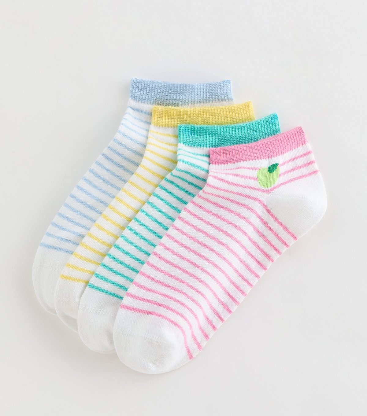 New Look Pack of 4 Multicolour Striped Fruit Detail Trainer Socks New Look - 2
