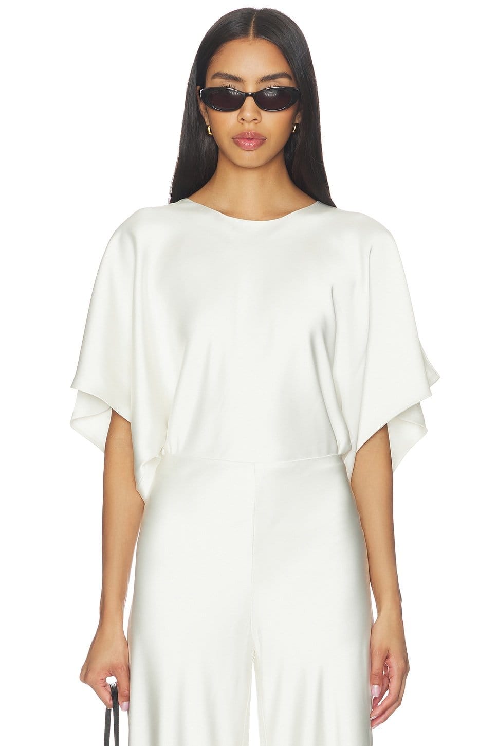 Revolve Porcelain Satin Bodysuit by Norma Kamali