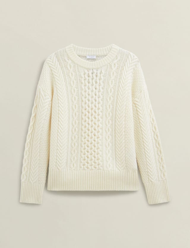 Hobbs London Hobbs London Women's Nell Cable Sweater in Off-White - 2