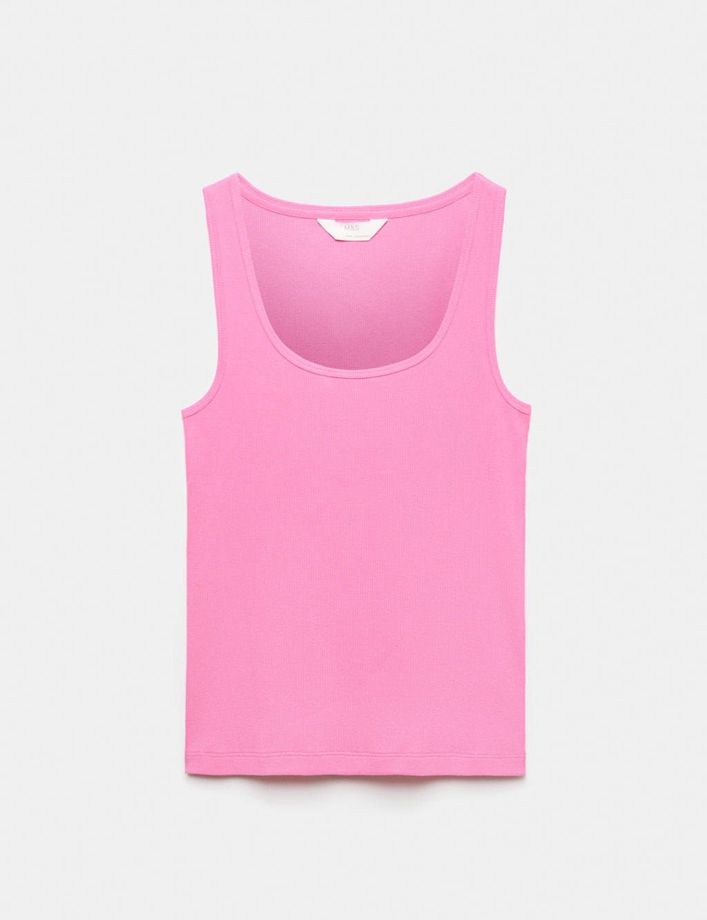 Marks & Spencer M&S Cotton Rich Ribbed Pyjama Vest Top Bright Pink