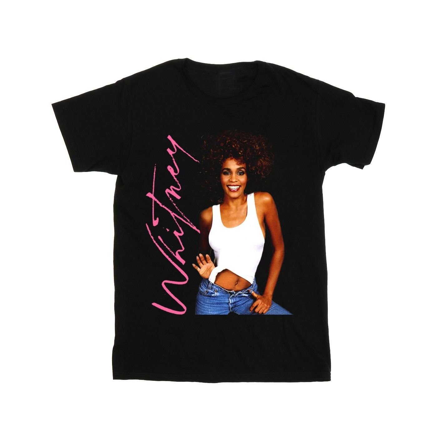 Whitney Houston Whitney Houston Men's Whitney Smile T-Shirt in Black - 2