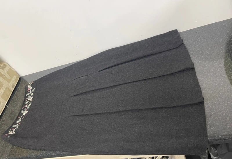 Next Charcoal Wool Blend Midi Skirt - Dark Academia