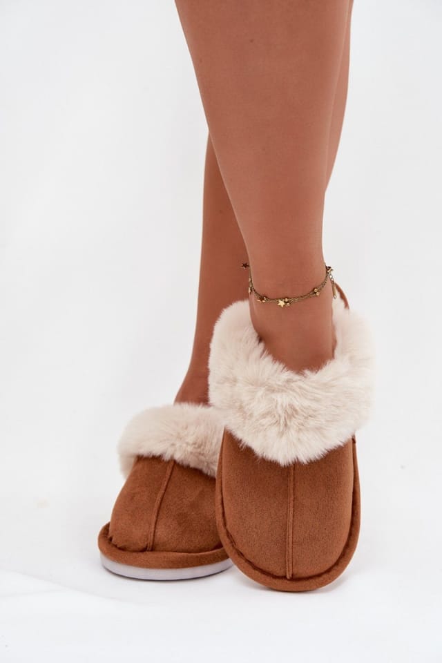 Love Lace Love Lace Women's Soft Suede Fur Lined Indoor Slippers Warm Cozy Home Wear in Brown - 3