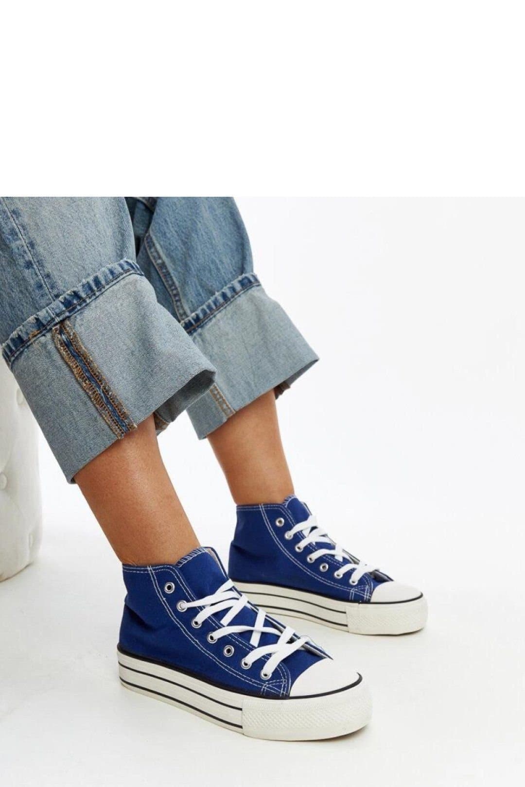 Love Lace Love Lace Women's Blue High Top Sneakers with Thick Rubber Sole