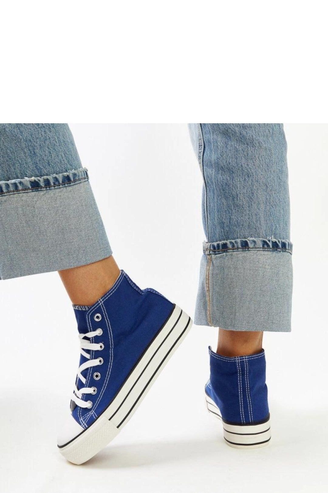 Love Lace Love Lace Women's Blue High Top Sneakers with Thick Rubber Sole & Laces - 4