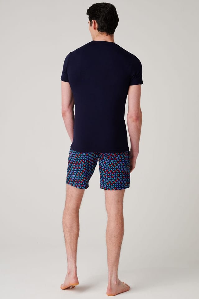 British Boxers British Boxers Men's "Minimalist Geometric" Bamboo Short Pyjama Set in Dark Navy - 3