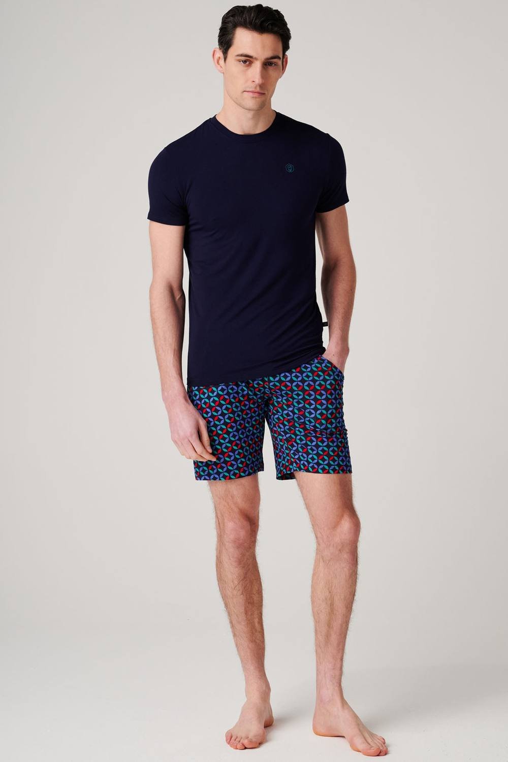 British Boxers British Boxers Men's "Minimalist Geometric" Bamboo Short Pyjama Set in Dark Navy - 4