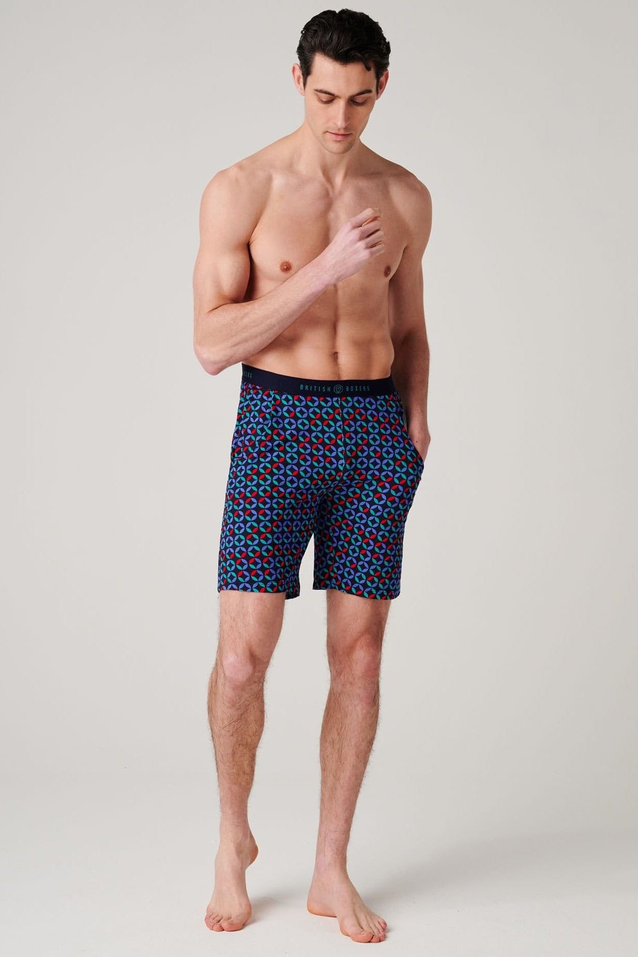 British Boxers British Boxers Men's "Minimalist Geometric" Bamboo Short Pyjama Set in Dark Navy - 4