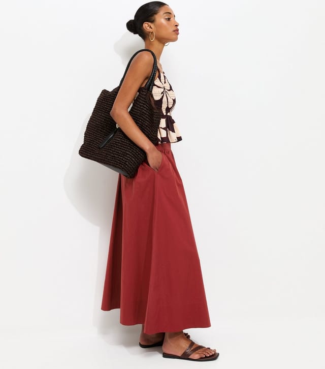New Look Women's Rust Cotton Poplin Circle Skirt New Look - 2
