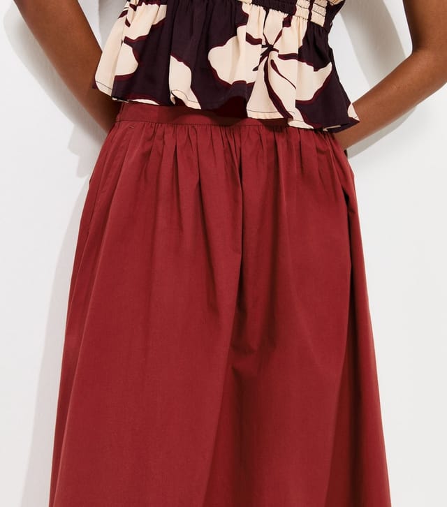 New Look Women's Rust Cotton Poplin Circle Skirt New Look - 3