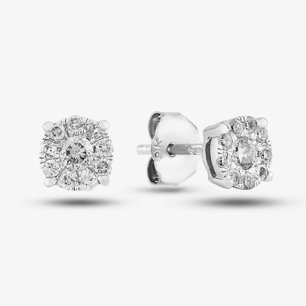 T.H.Baker T.H.Baker Women's 9ct White Gold 0.25ct Diamond Stud Earrings TH0123339 in Silver - 1