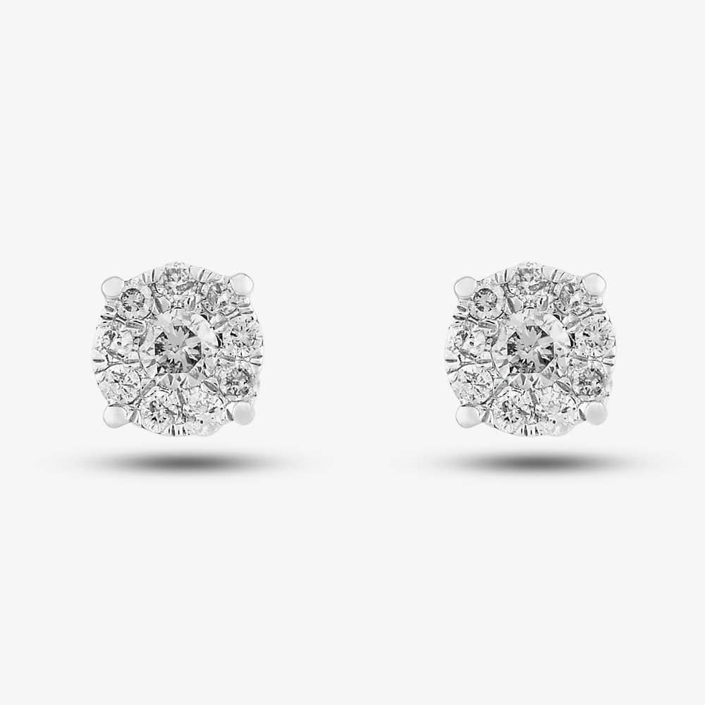 T.H.Baker T.H.Baker Women's 9ct White Gold 0.25ct Diamond Stud Earrings TH0123339 in Silver - 2