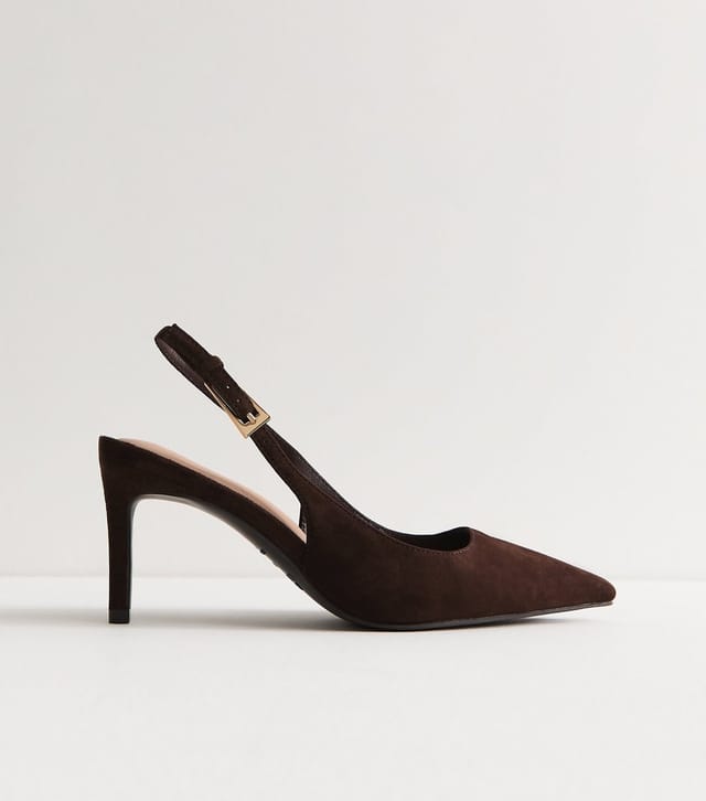 New Look Women's Premium Dark Brown Real Suede Slingback Pumps New Look - 2