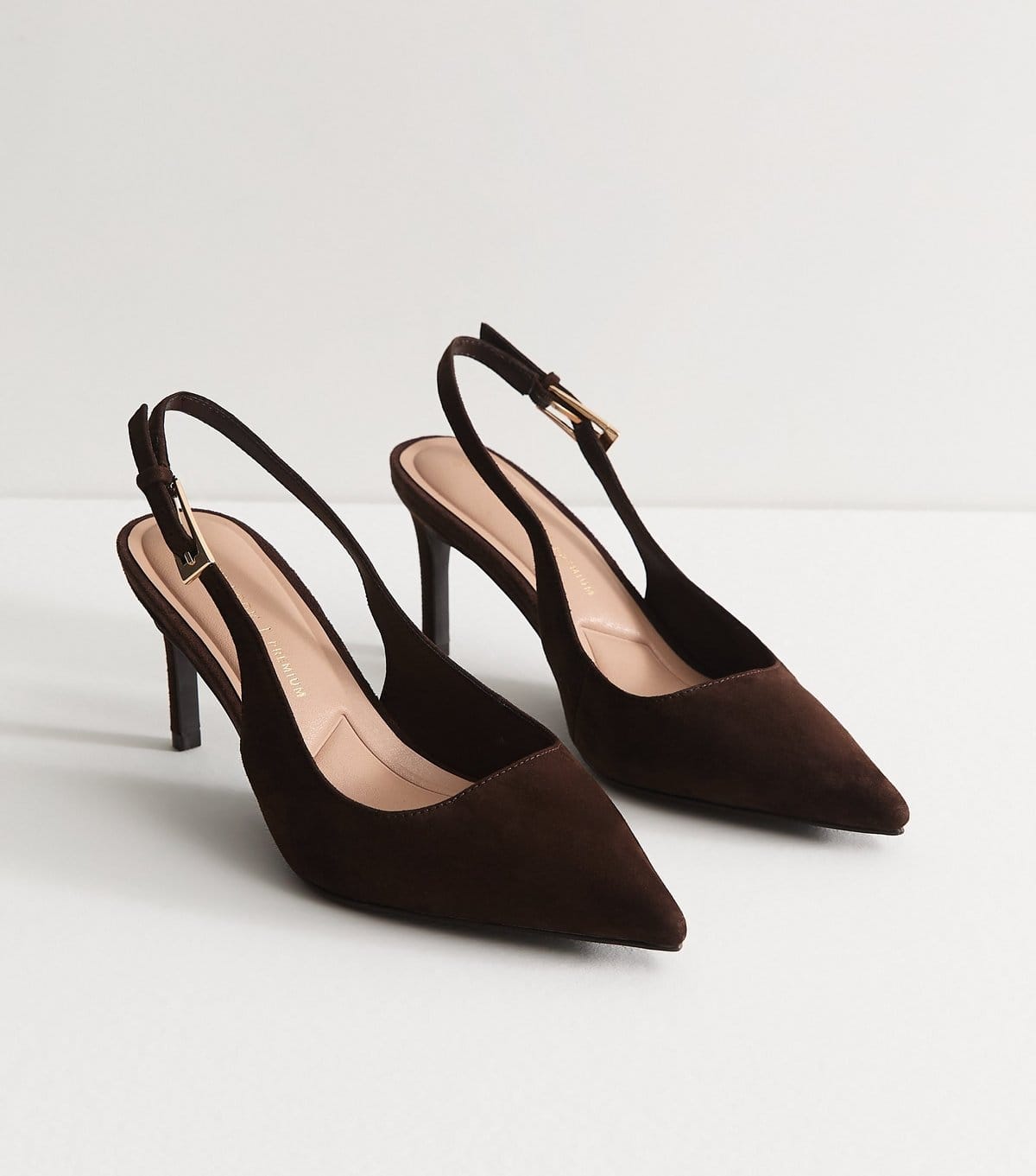 New Look Women's Premium Dark Brown Real Suede Slingback Pumps New Look - 4
