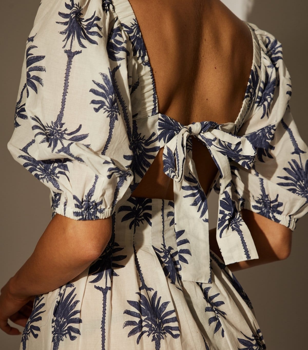 South Beach Women's Blue Palm Tree Print Puff Sleeve Mini Dress South Beach New Look - 4
