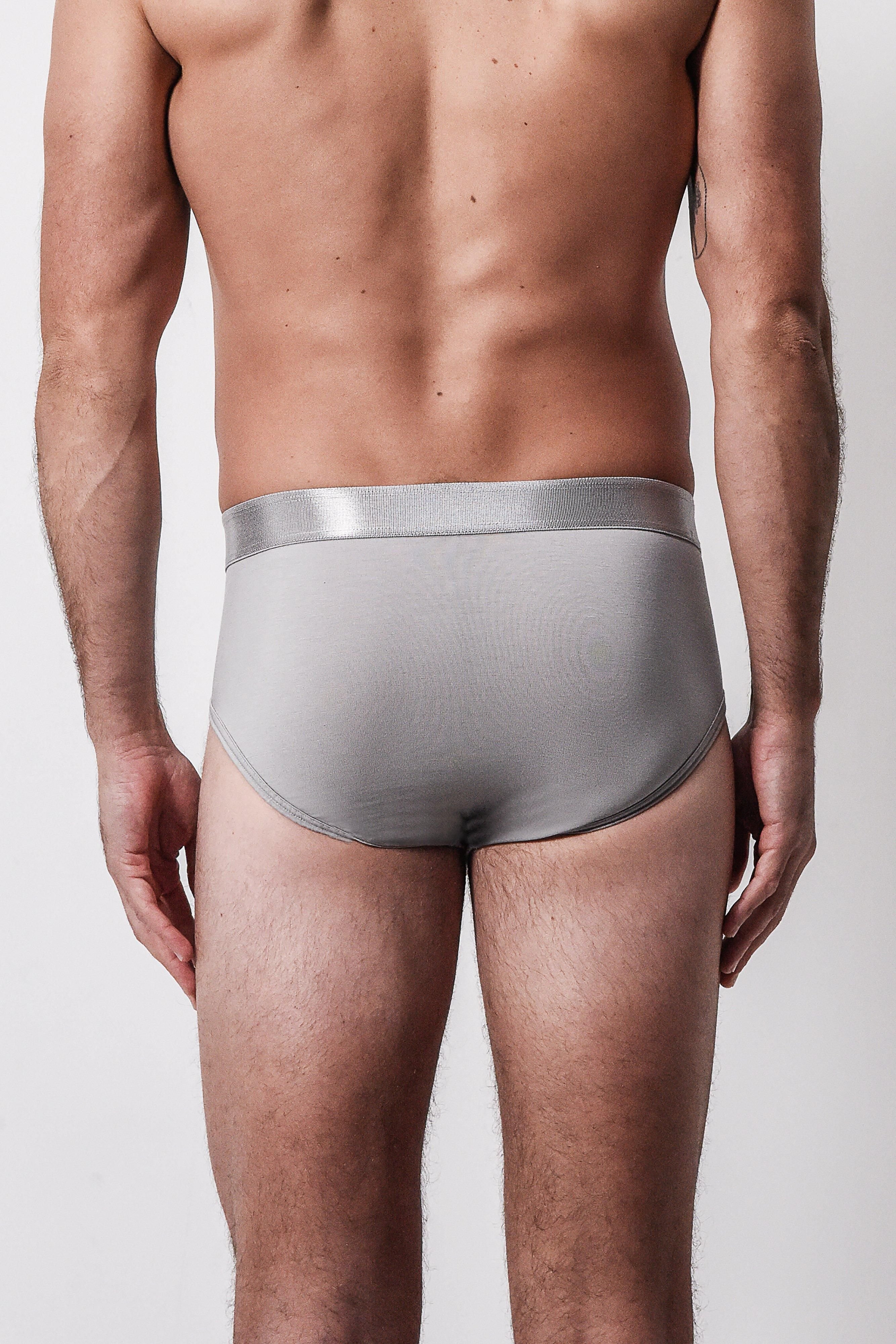 Arlo Hudson Arlo Hudson Men's Plain Tencel™ Brief in Light Grey - 2