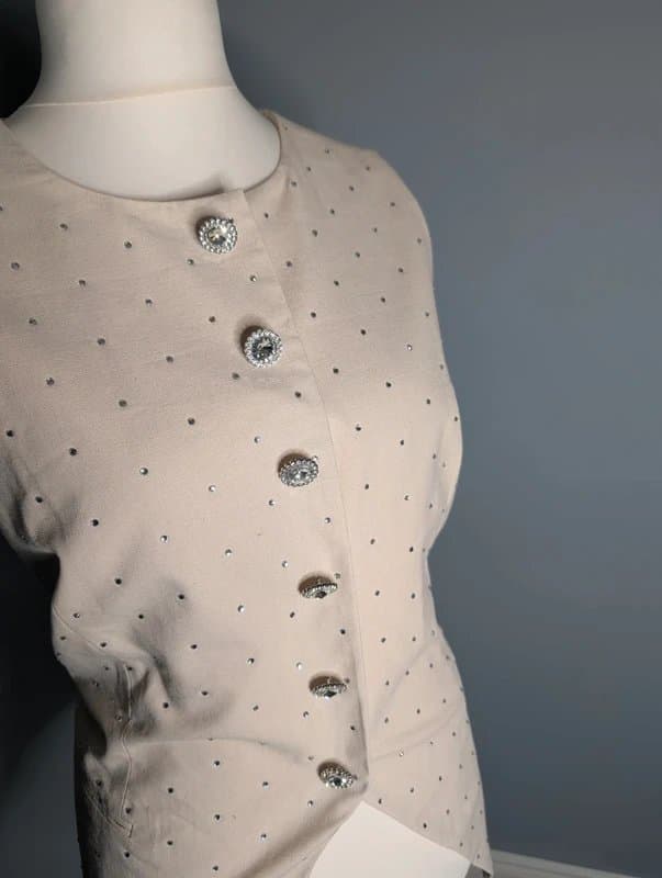 ASOS Curve ASOS Luxe Curve Cream Beige Embellished Waistcoat Statement Buttons UK 22 Summer Party Glam