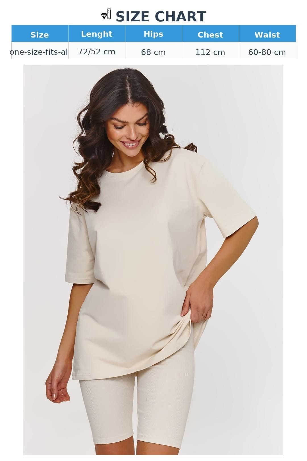 Love Lace Love Lace Women's Ribbed Collar T-Shirt Two Piece Set in Beige - 4