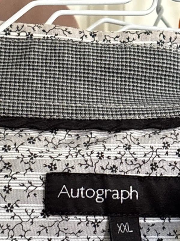 Autograph Autograph Men’s Pure Cotton Long Sleeve Shirt – Subtle Floral Elegance,XXL