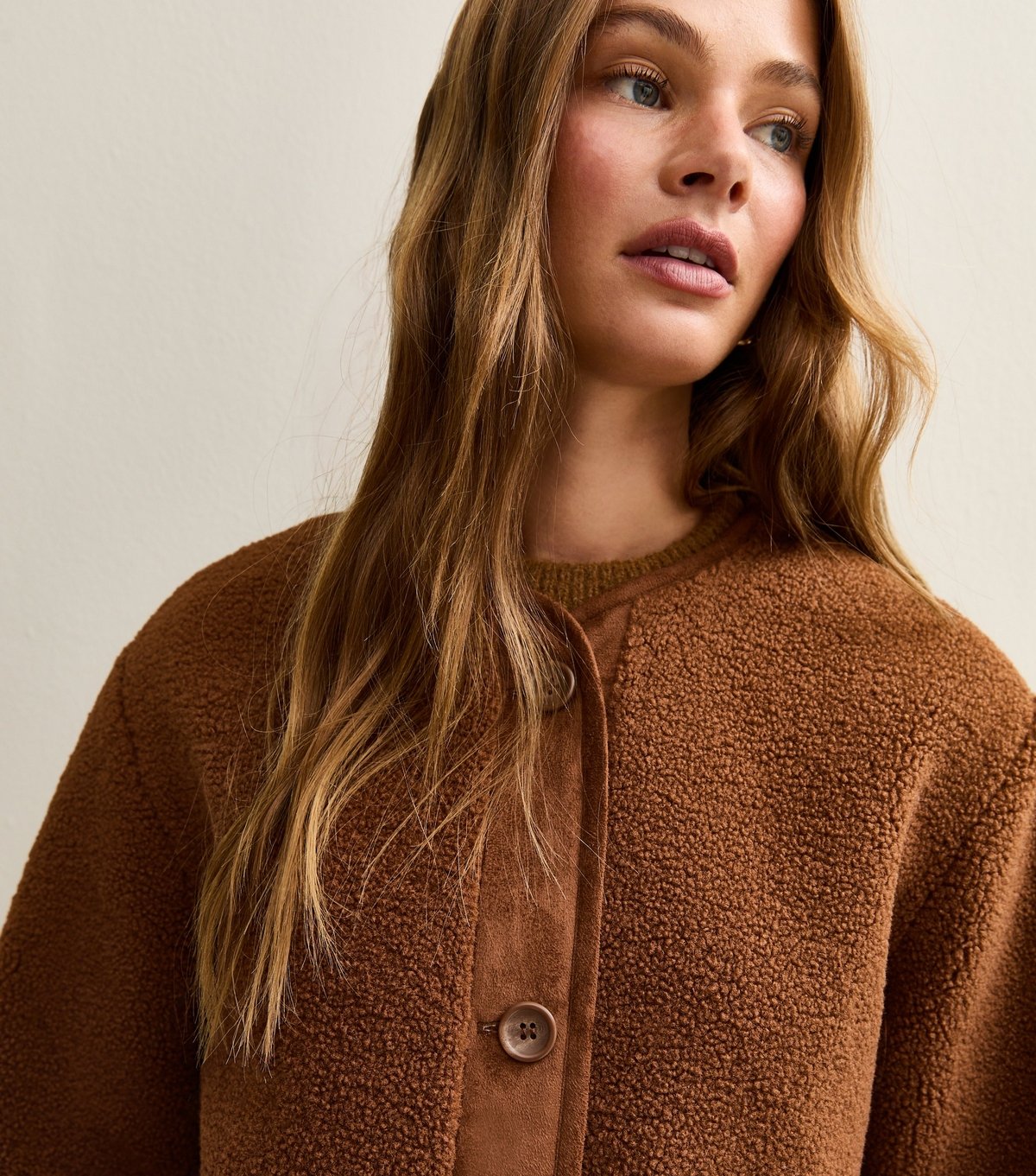 New Look Women's Brown Borg Button Through Jacket New Look - 3