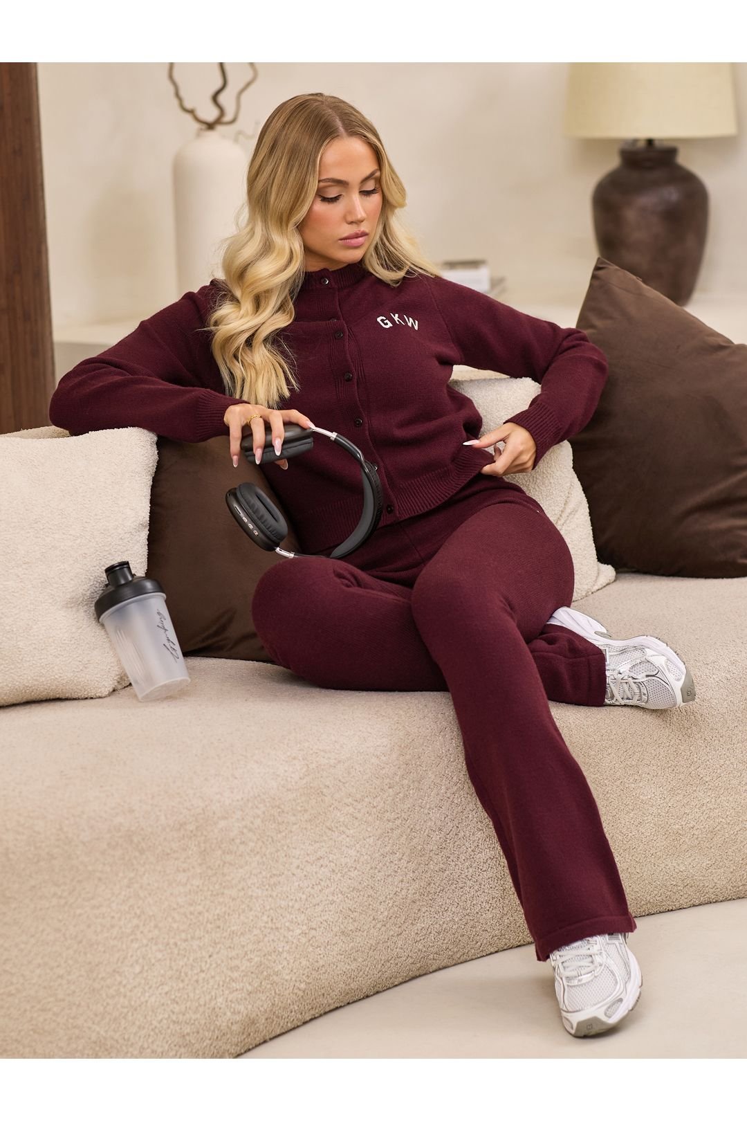 Gym King GYM KING Women's True Knit Fitted Cardigan Dark Cherry in Burgundy - 4