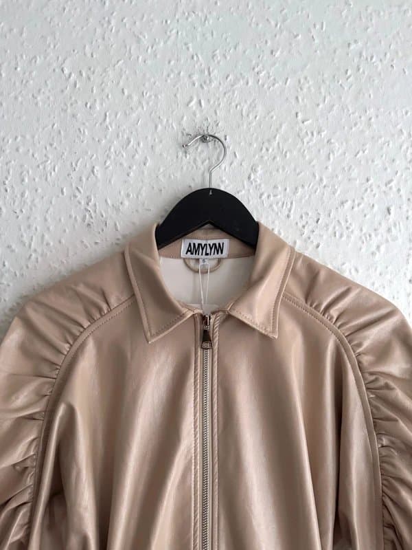 Amy Lynn Brand New Amy Lynn Puffed-Sleeves Patent Faux-Leather Dress (RRP£100)