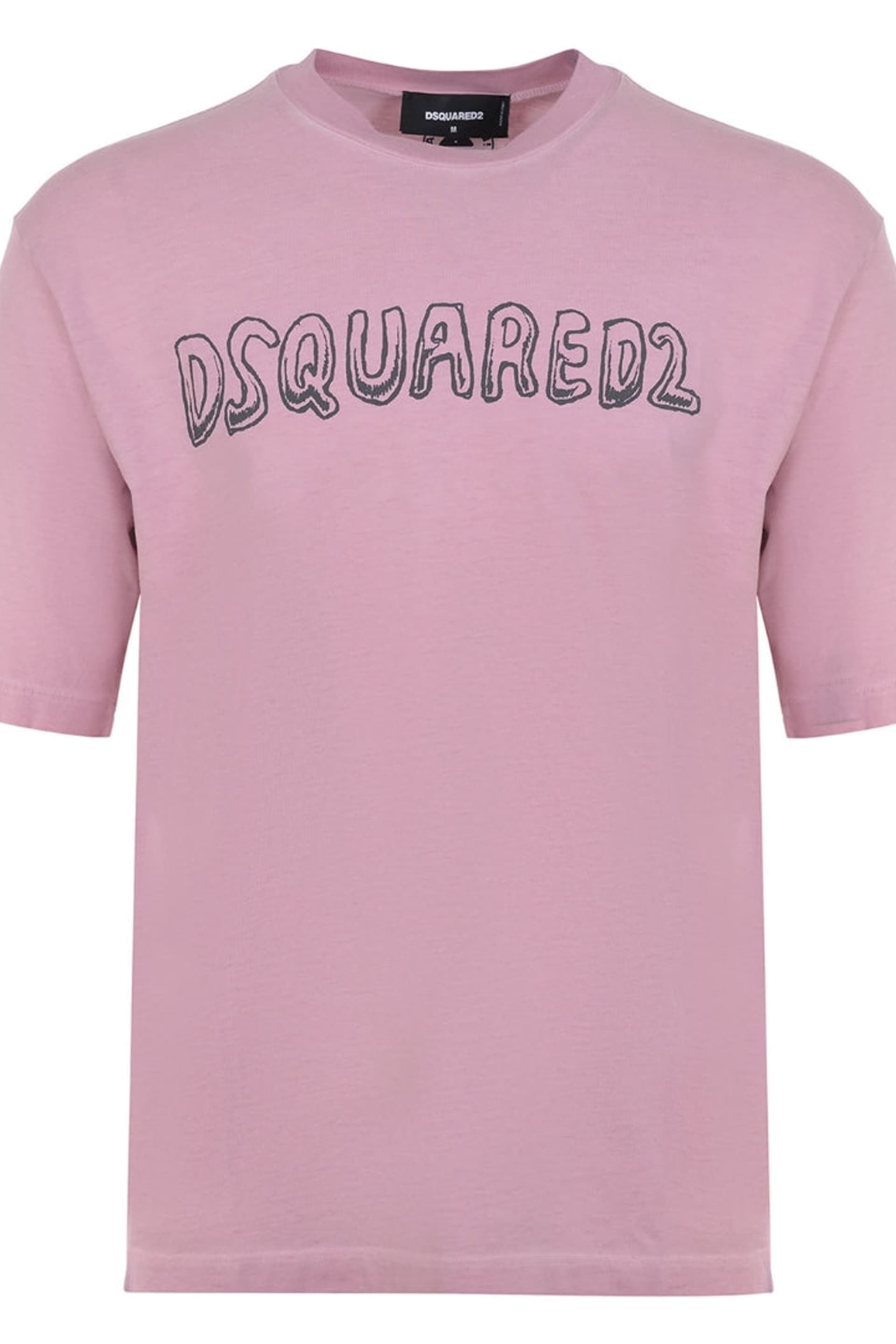 Dsquared2 Dsquared2 Men's Best Fade Short Sleeve Round Loose Fit T-shirt in Dusty Pink