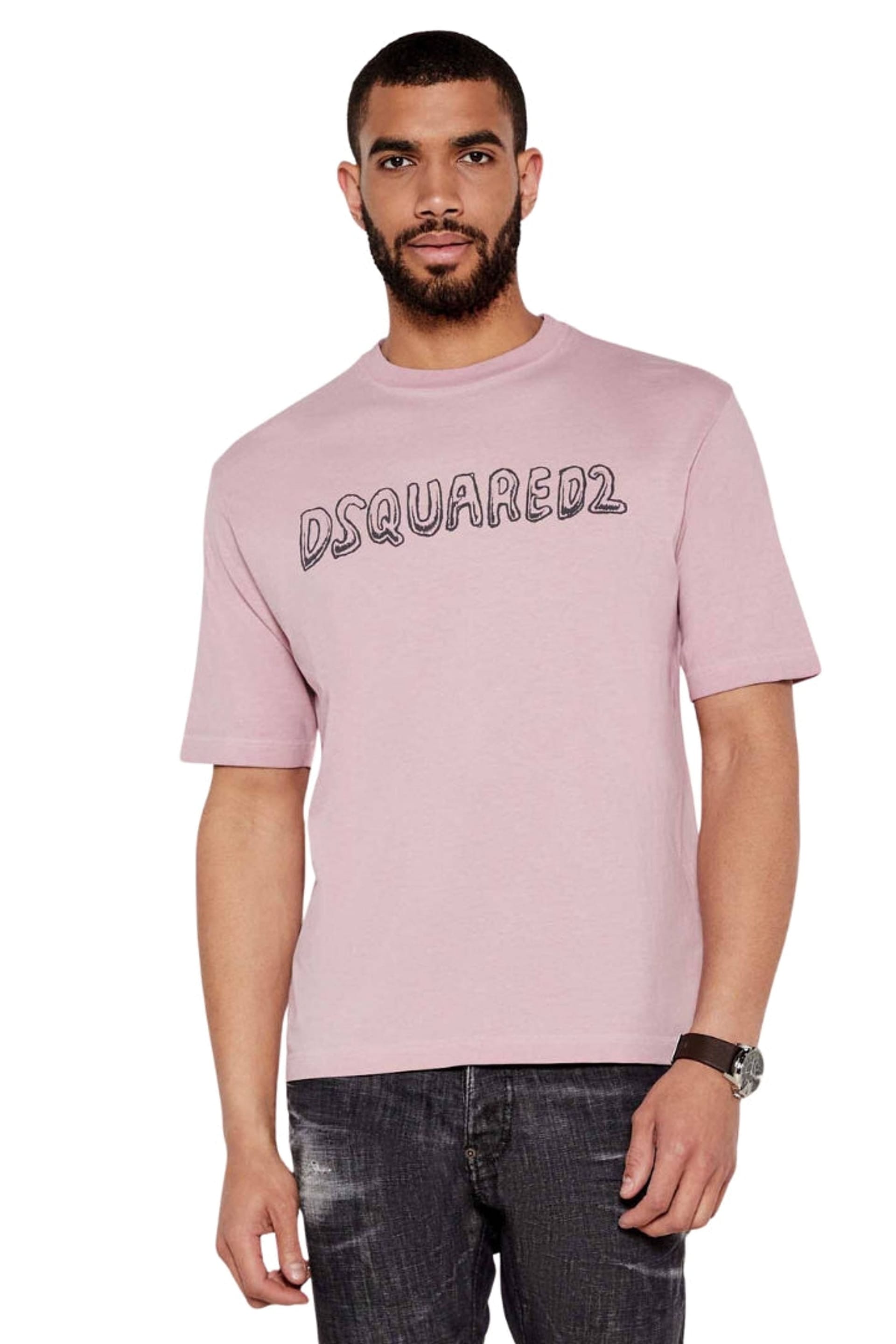 Dsquared2 Dsquared2 Men's Best Fade Short Sleeve Round Loose Fit T-shirt in Dusty Pink - 4