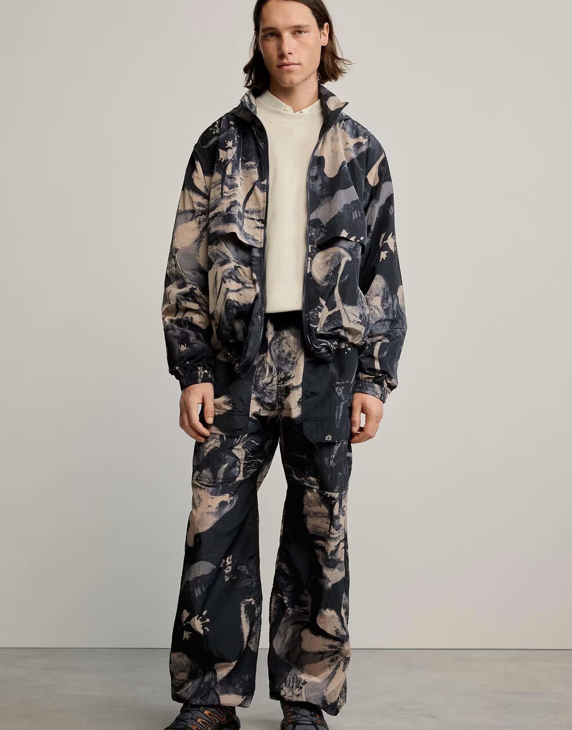 ASOS Desigual Printed long trousers in black
