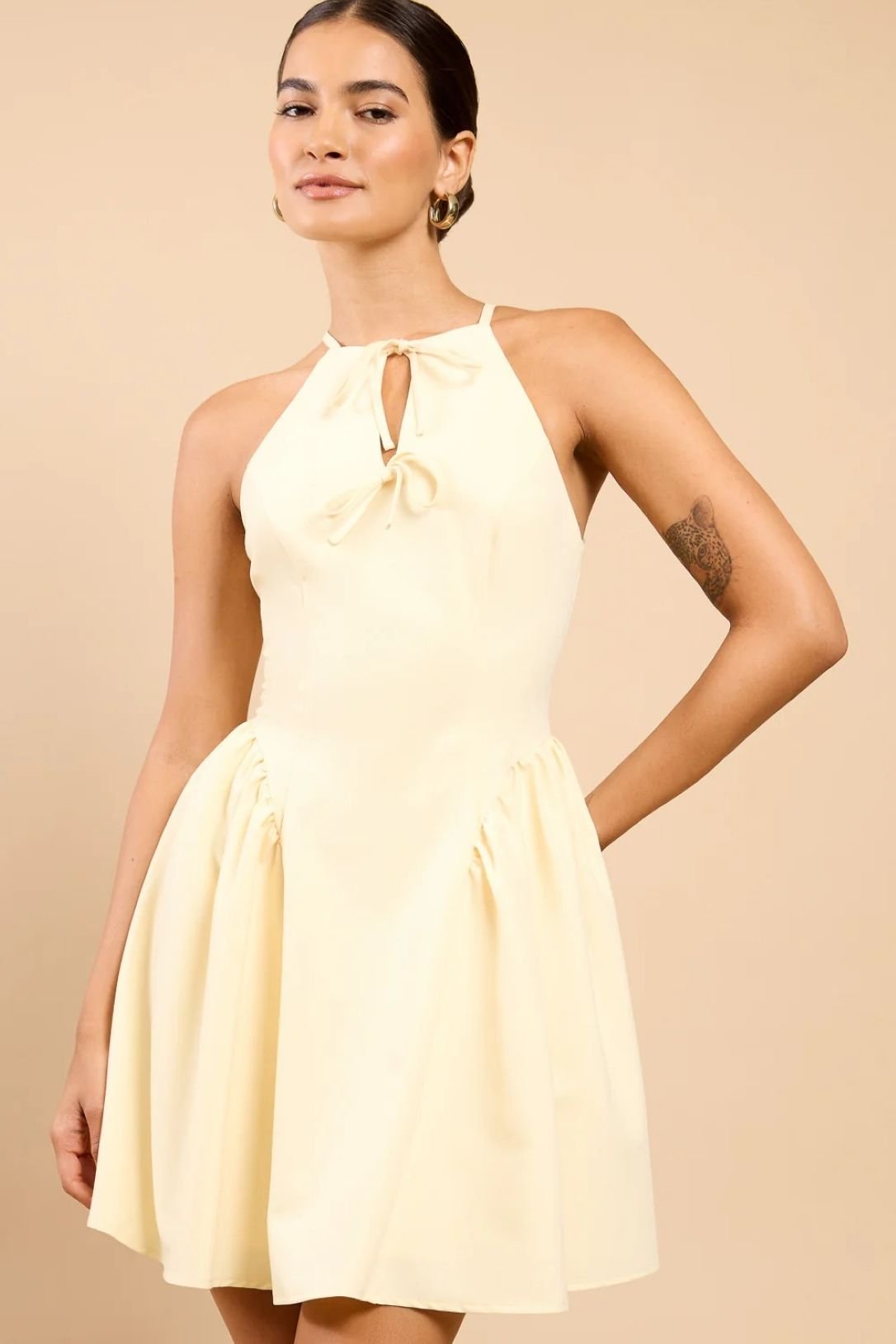 Little Mistress Little Mistress Women's Lemon Tie Detail Mini Dress - 4