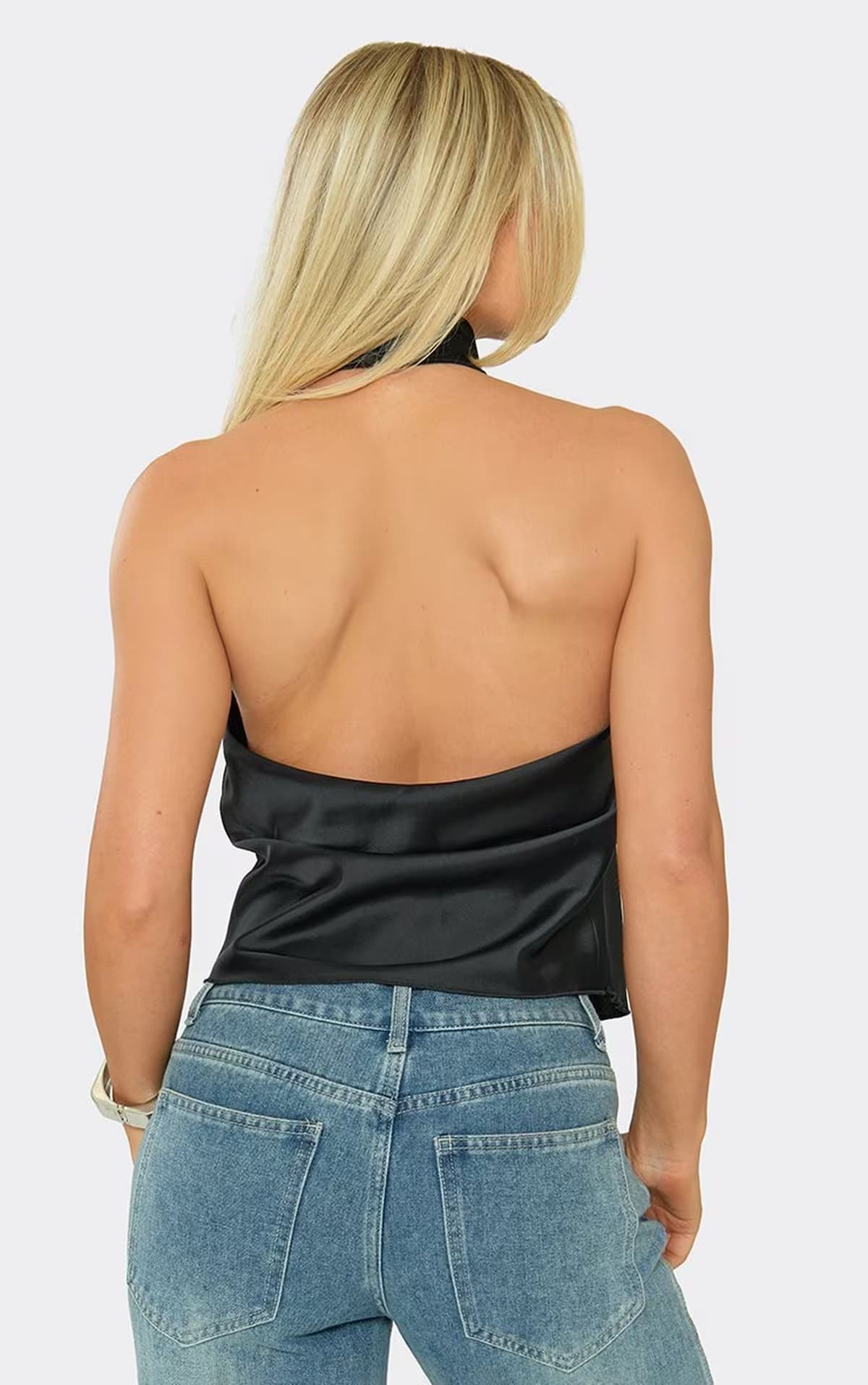 EGO Sleeveless Cowl Neck Open Back Detail Top In Black, Women's Size UK 6