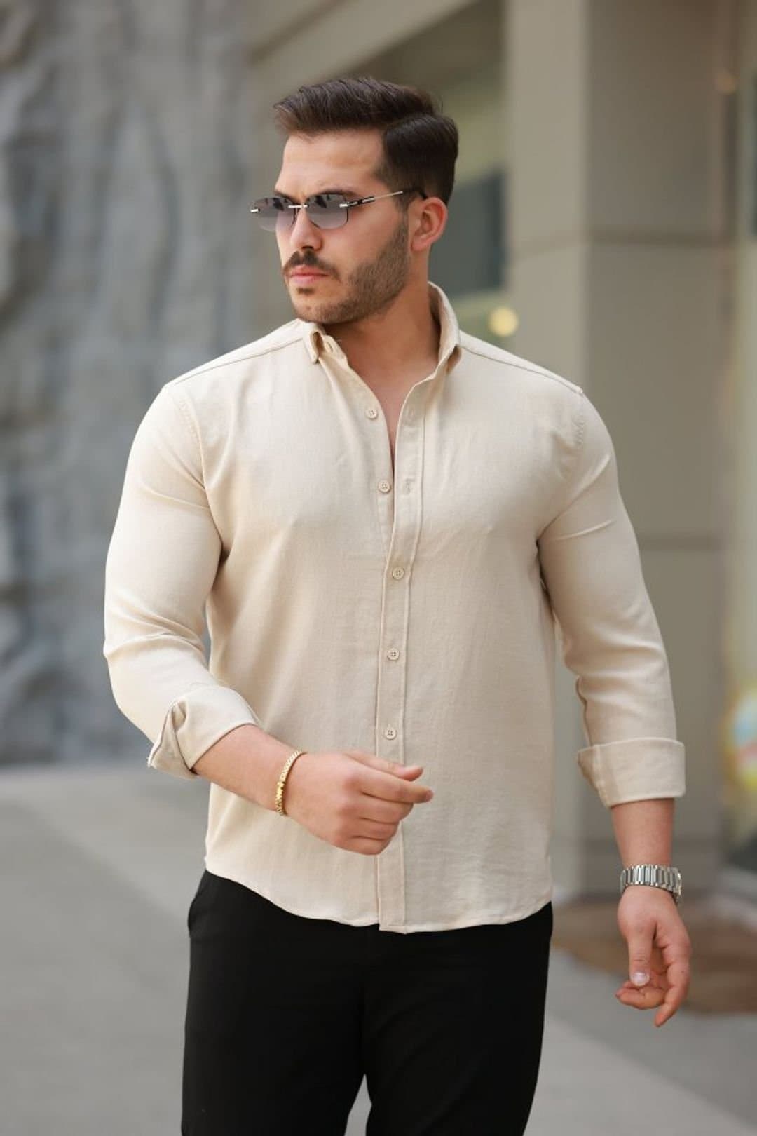 Janes Janes Men's Regular Fit Shirt in Light Beige