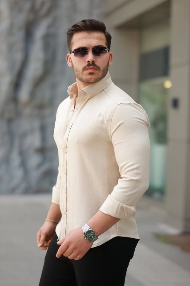Janes Janes Men's Regular Fit Shirt in Light Beige - 2