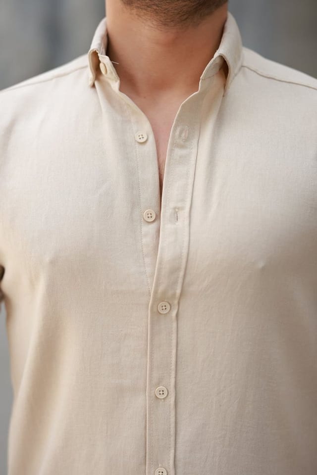 Janes Janes Men's Regular Fit Shirt in Light Beige - 3