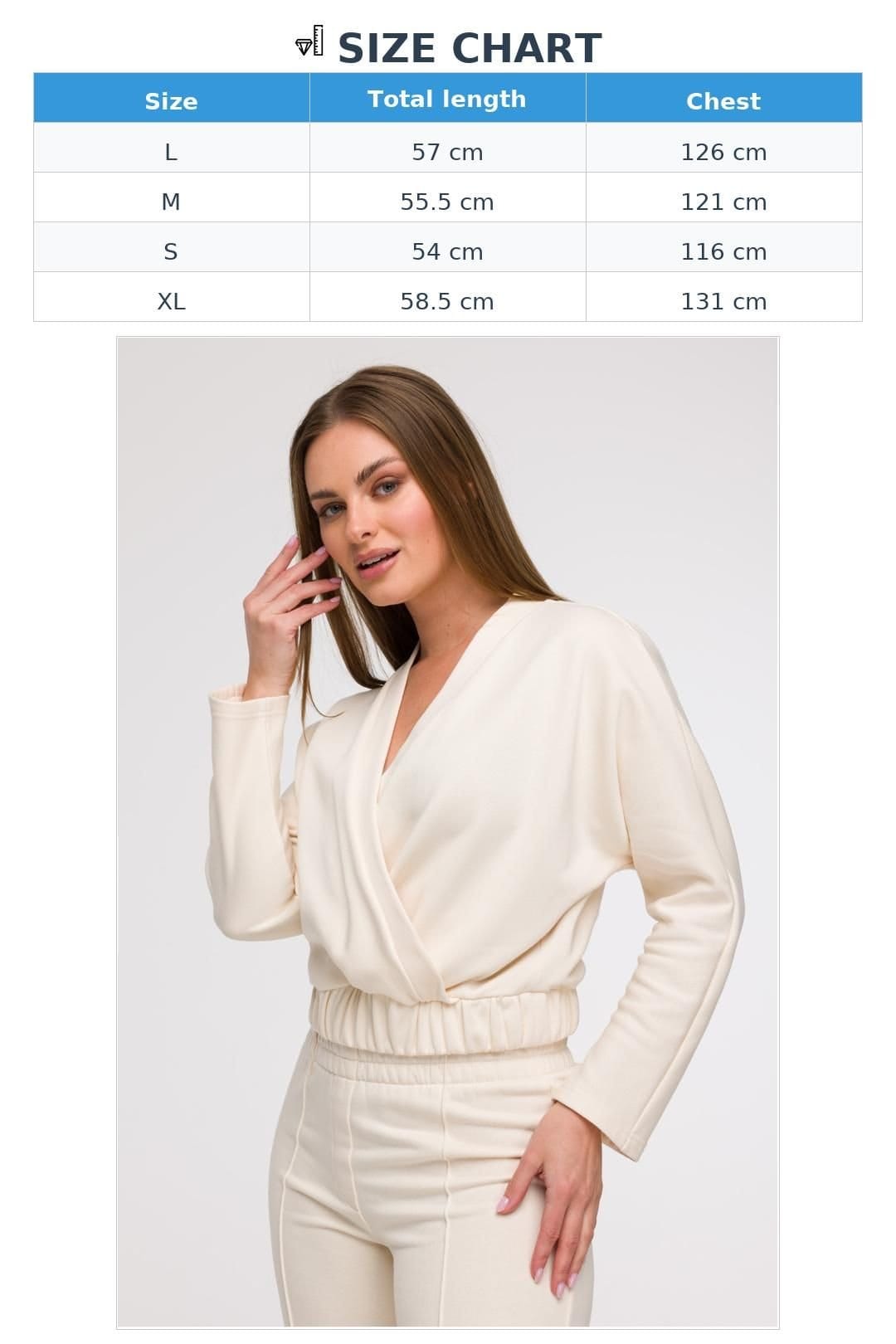 Love Lace Love Lace Women's V Neck Wrap Blouse with Elastic Waist in Beige - 4