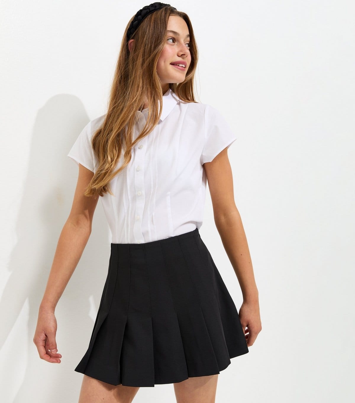 New Look Black Pleated School Skort