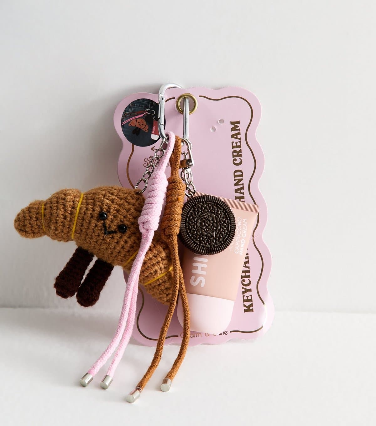New Look Brown Crochet Croissant Bag Charm New Look