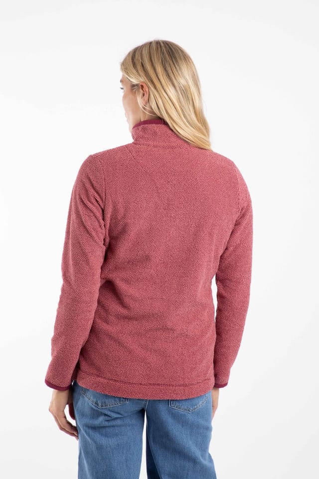 Weird Fish Weird Fish Women's Sarah 1/4 Zip Textured Fleece in Red - 3