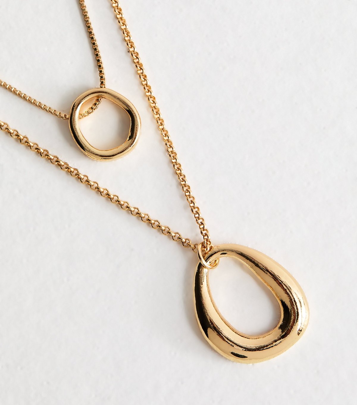 New Look Gold Tone 2 Layer Sleek Oval Pendant Necklace New Look - 4