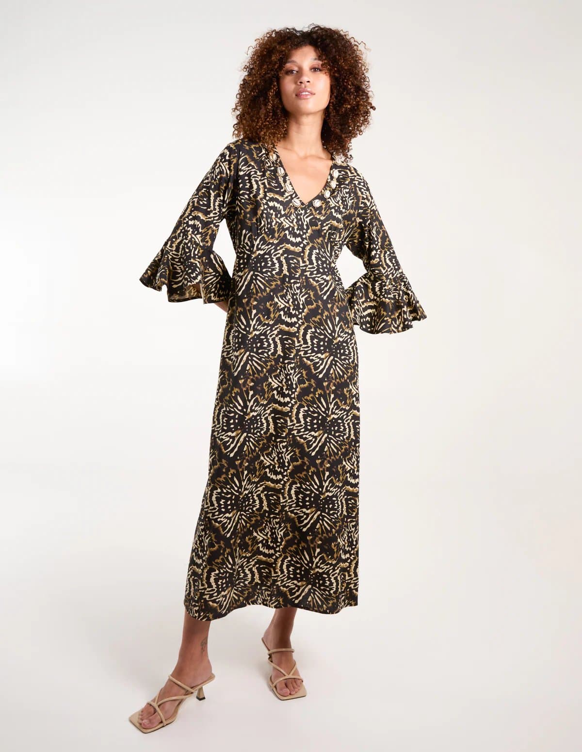 Blue Vanilla V Neck Shell Midi Dress