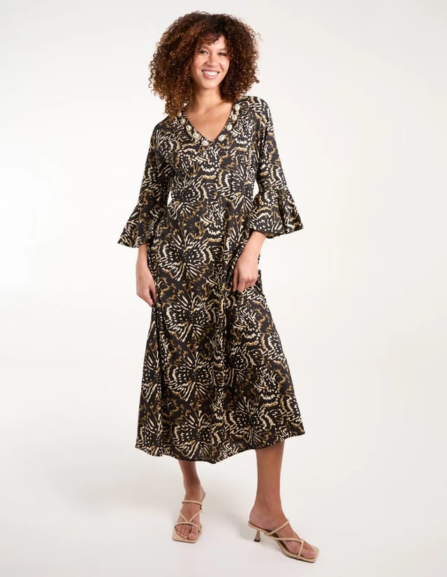 Blue Vanilla V Neck Shell Midi Dress - 3