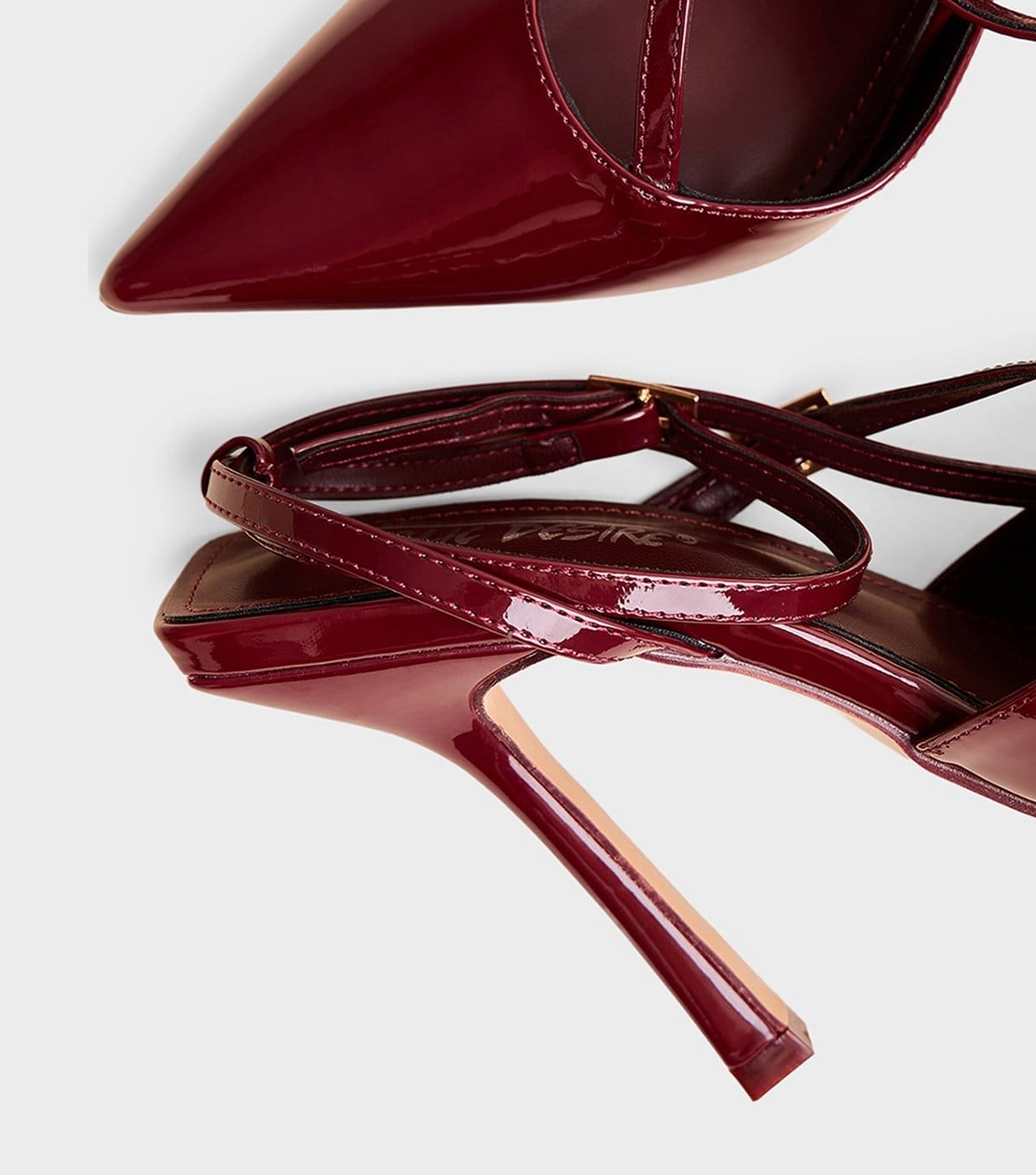 Public Desire Women's Dark Burgundy Faux Patent Leather Idol Stiletto Court Shoes Public Desire New Look - 4