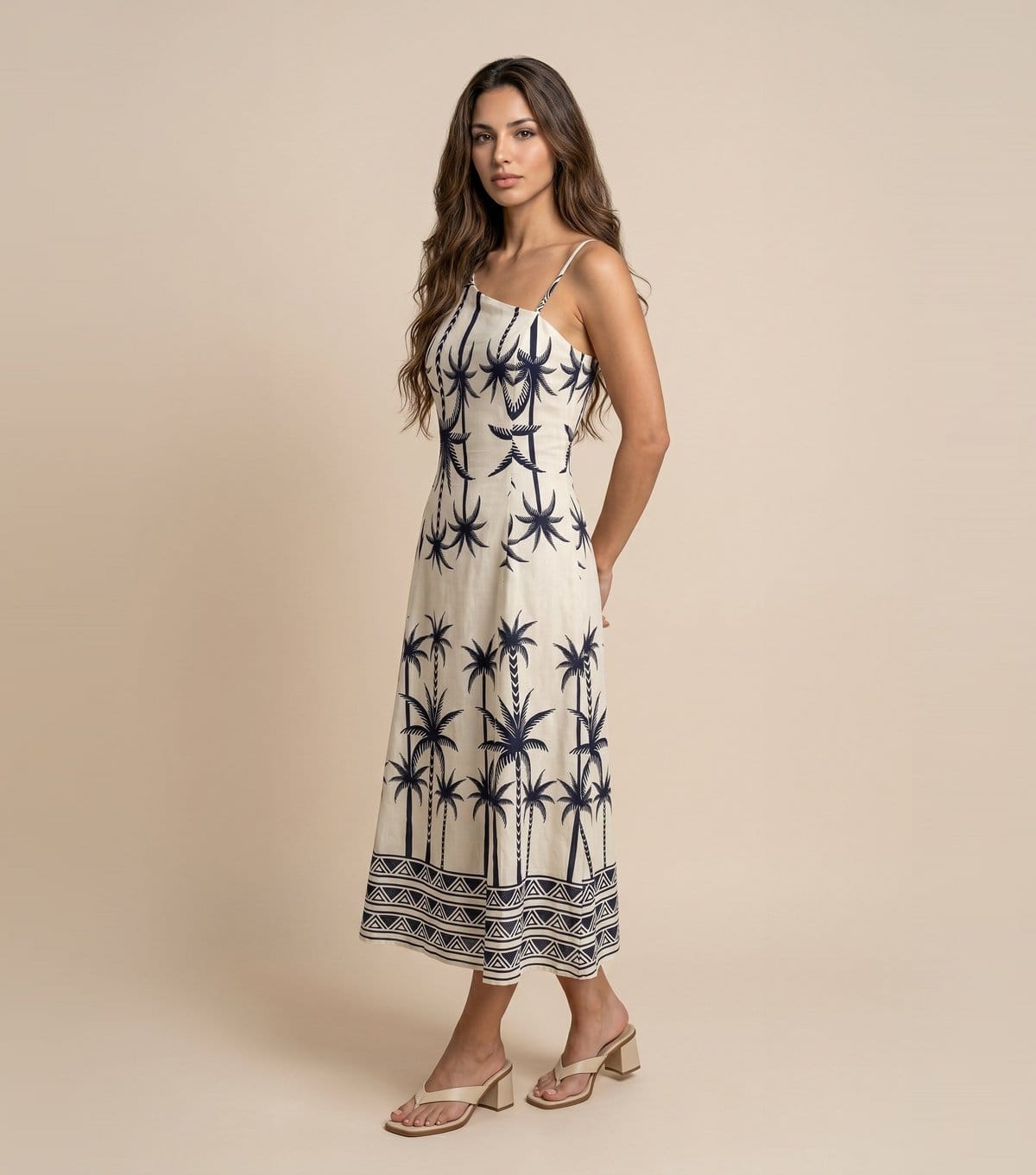 Women's Navy Palm Tree Print Maxi Dress Urban Bliss New Look