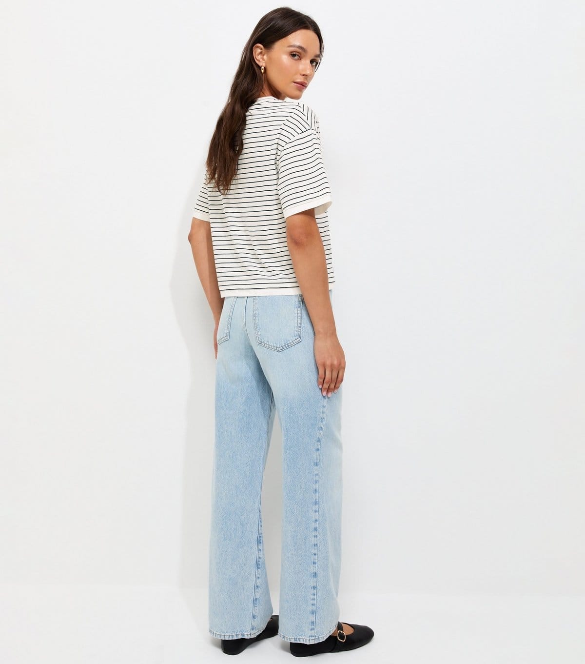 New Look Women's Blue Cotton Striped 2 In 1 Boxy T-Shirt New Look - 4
