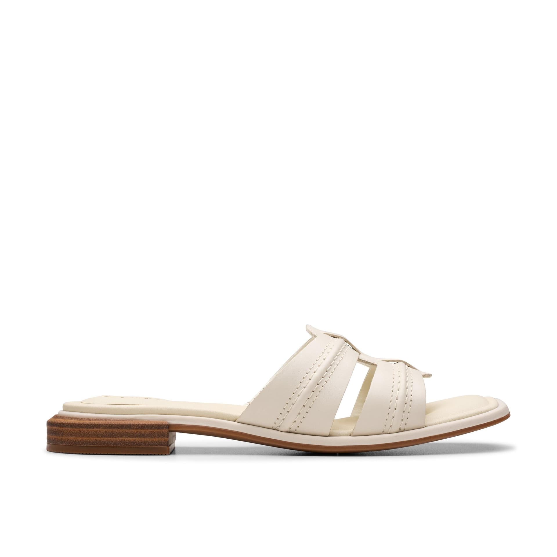 Clarks Clarks Women's Ariany Mule Cream Leather Flat Sandals, Slip Ons