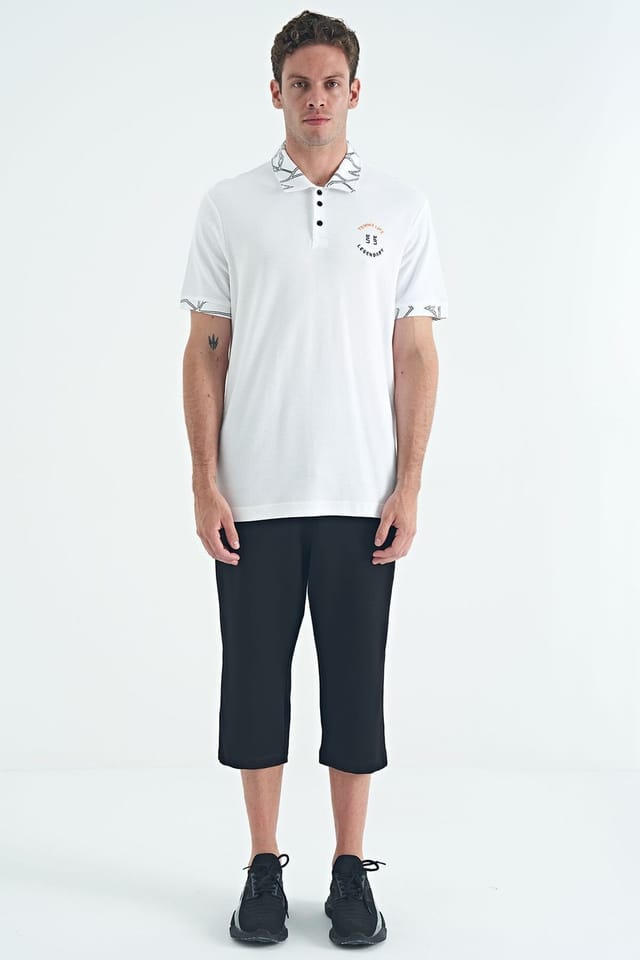 Tommy Life Tommy Life Men's Cotton Polo Shirt With Button Placket in White - 2