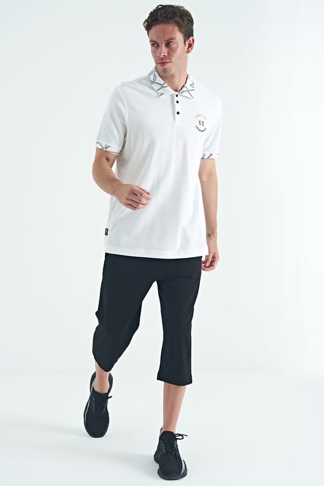 Tommy Life Tommy Life Men's Cotton Polo Shirt With Button Placket in White - 3