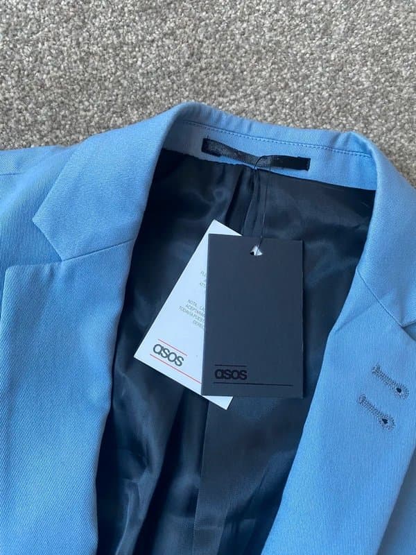 ASOS ASOS Light Blue Blazer • UK 38 • Skinny Fit • Two Button • Patch Pockets • BNWT